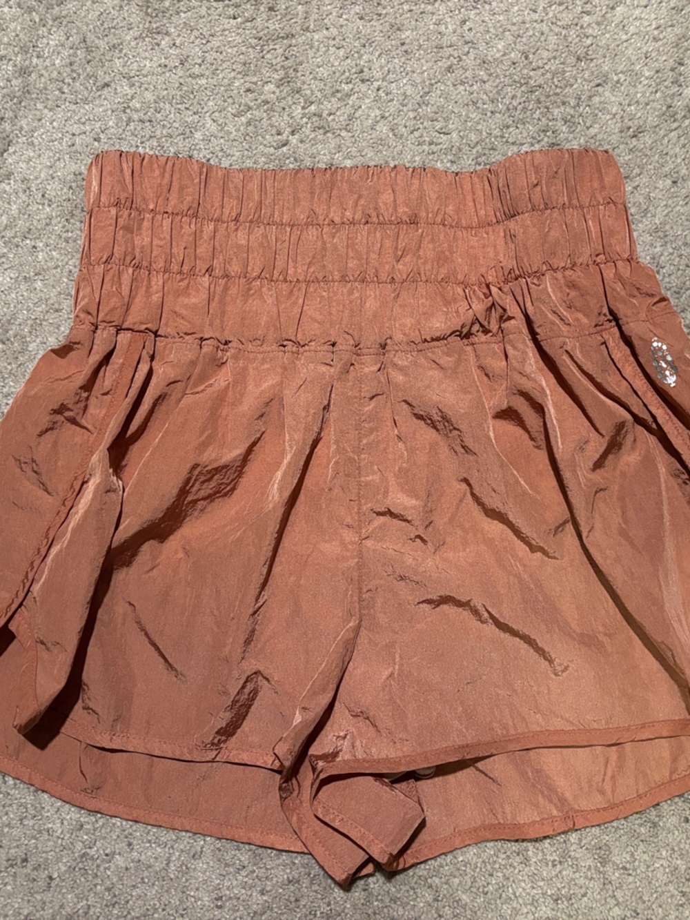 FP Movement by Free People Rust Copper Smocked-Waist Athletic Shorts